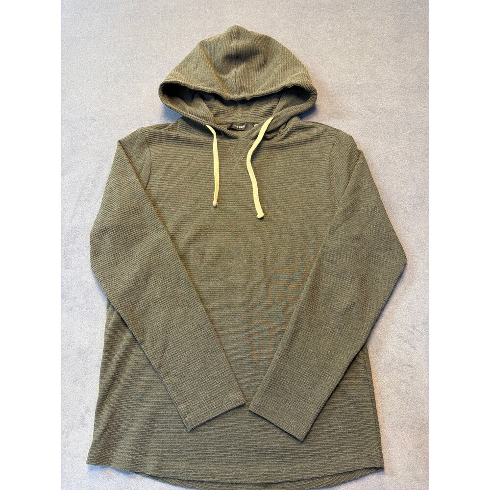 Hedge Men's Pullover Textured Sweatshirt Hoodie  Grey Sweater Casual Size Small